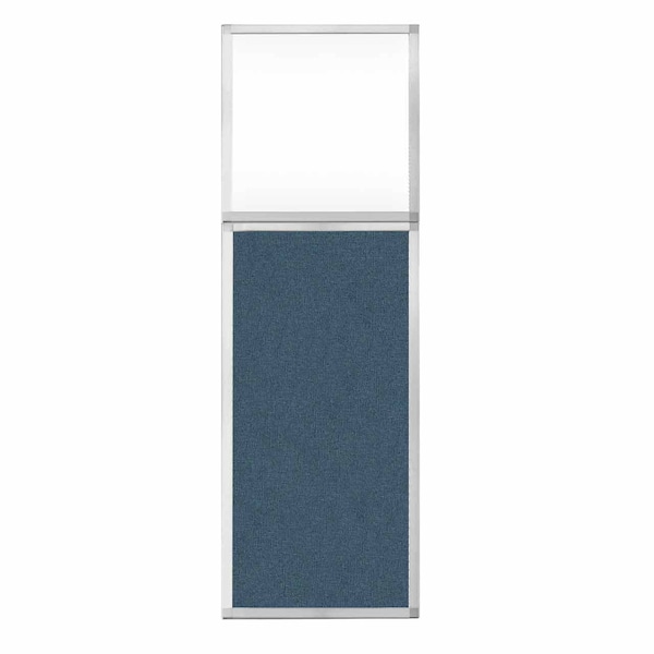 Hush Panel Configurable Cubicle Partition 2' x 6' W/ Window Caribbean Fabric Clear Window